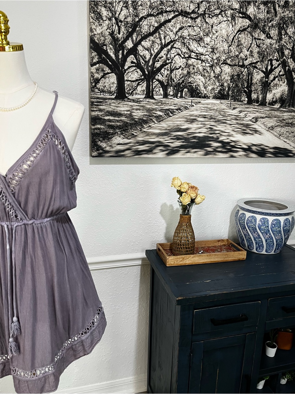 raya sun Lavender Grey Crochet-Trim Swim Coverup Dress - Picture 4 of 13